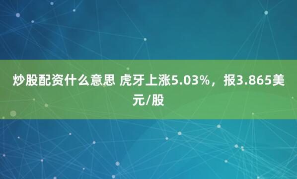 炒股配资什么意思 虎牙上涨5.03%，报3.865美元/股