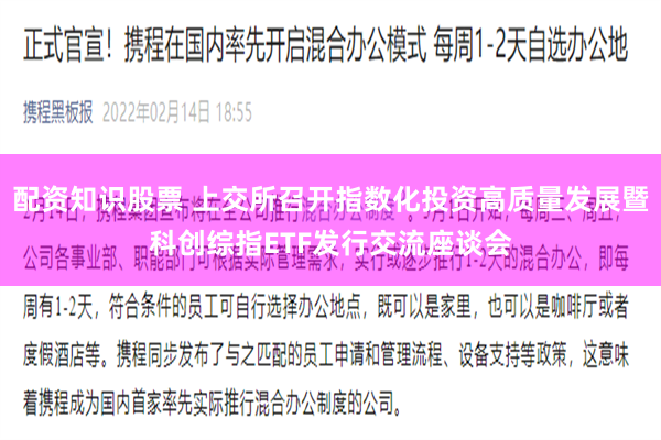 配资知识股票 上交所召开指数化投资高质量发展暨科创综指ETF发行交流座谈会