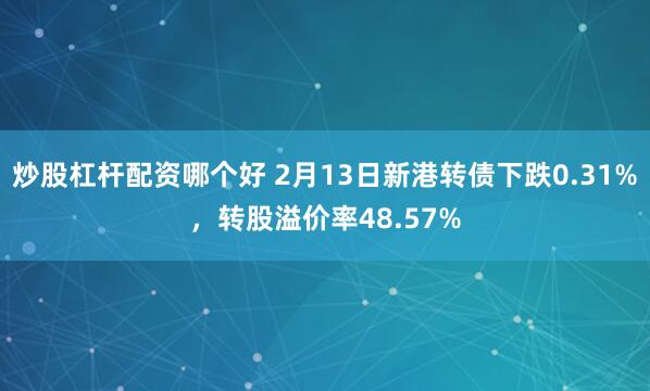 炒股杠杆配资哪个好 2月13日新港转债下跌0.31%，转股溢价率48.57%