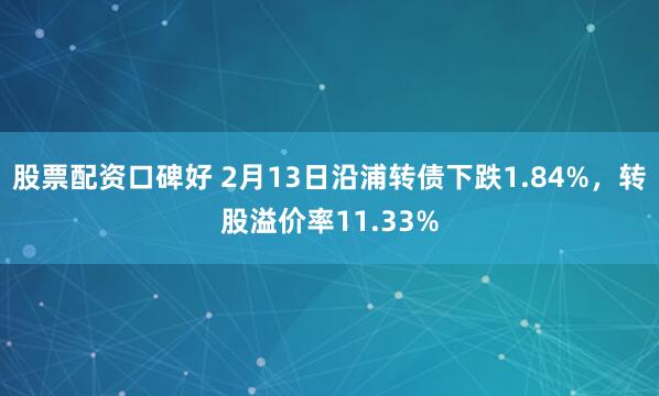 股票配资口碑好 2月13日沿浦转债下跌1.84%，转股溢价率11.33%