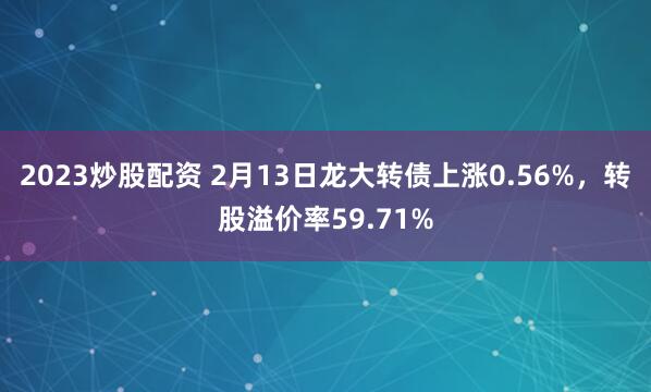 2023炒股配资 2月13日龙大转债上涨0.56%，转股溢价率59.71%