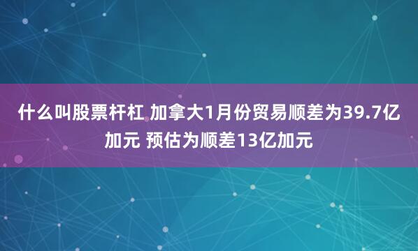 什么叫股票杆杠 加拿大1月份贸易顺差为39.7亿加元 预估为顺差13亿加元