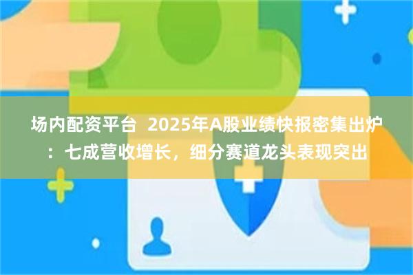 场内配资平台  2025年A股业绩快报密集出炉：七成营收增长，细分赛道龙头表现突出