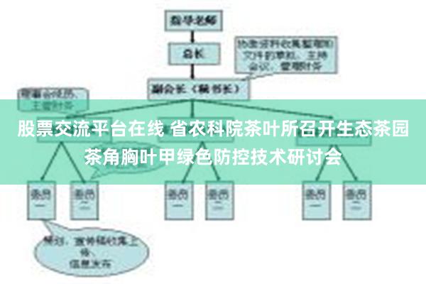 股票交流平台在线 省农科院茶叶所召开生态茶园茶角胸叶甲绿色防控技术研讨会